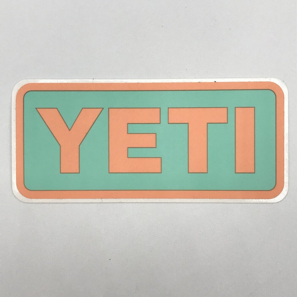 YETI Peach Over Teal Logo 4" X 1.75" Decal Sticker